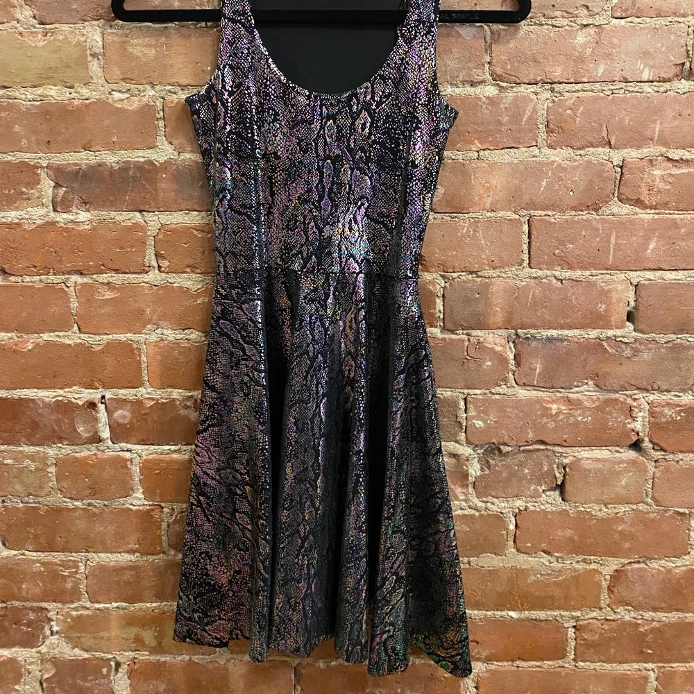 BlackMilk Clothing Oil Slick Snake Skater Dress